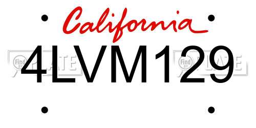 4LVM129 California License Plate