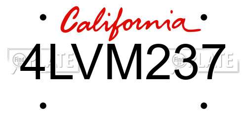 4LVM237 California License Plate