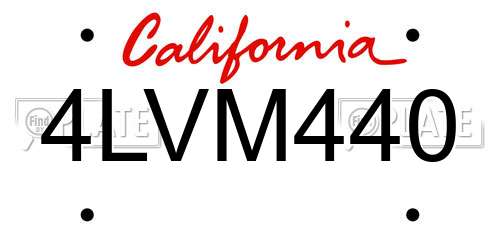4LVM440 California License Plate