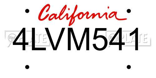 4LVM541 California License Plate