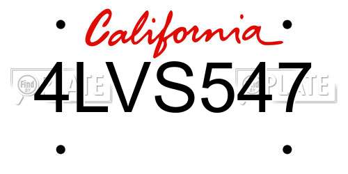 4LVS547 California License Plate
