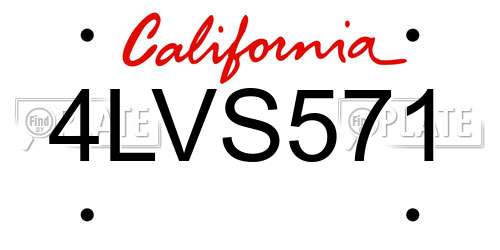 4LVS571 California License Plate