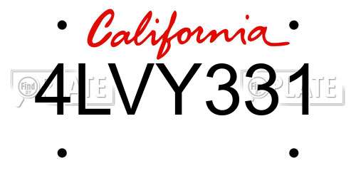 4LVY331 California License Plate