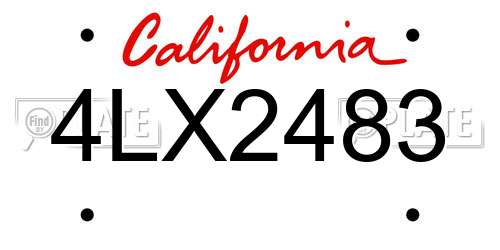 4LX2483 California License Plate