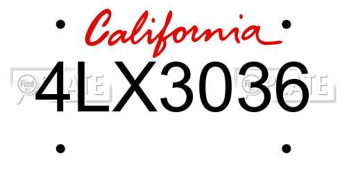 4LX3036 California License Plate