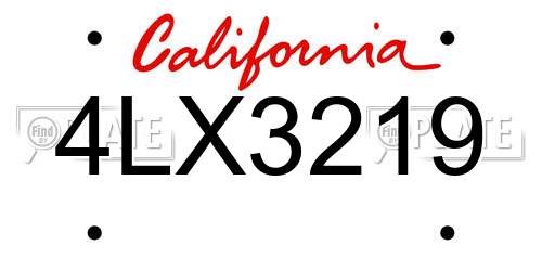 4LX3219 California License Plate