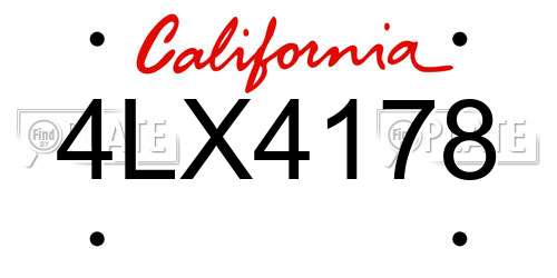 4LX4178 California License Plate