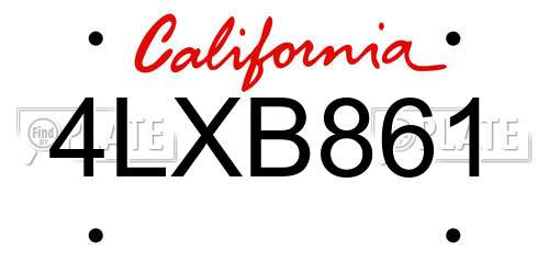 4LXB861 California License Plate