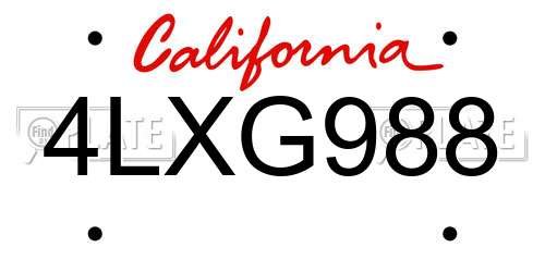 4LXG988 California License Plate