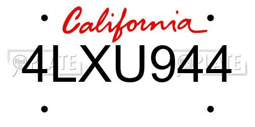 4LXU944 California License Plate