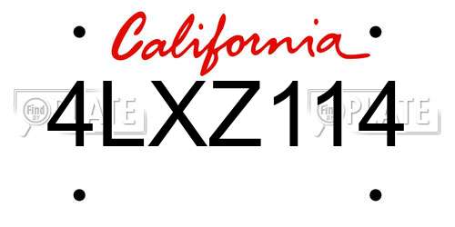 4LXZ114 California License Plate