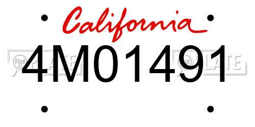 4M01491 California License Plate