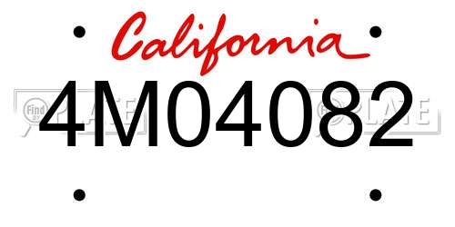 4M04082 California License Plate
