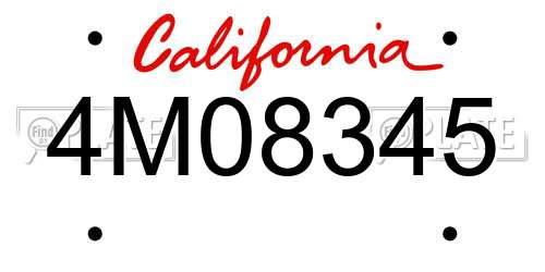 4M08345 California License Plate