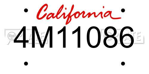 4M11086 California License Plate