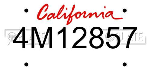 4M12857 California License Plate