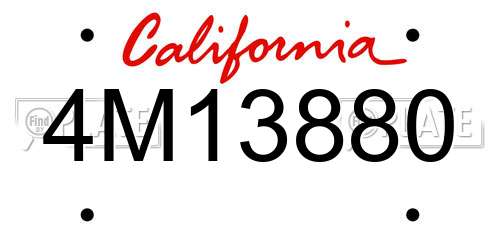 4M13880 California License Plate