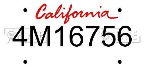 4M16756 California License Plate