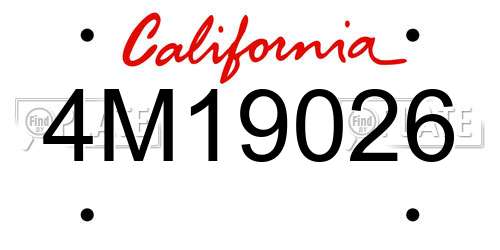 4M19026 California License Plate
