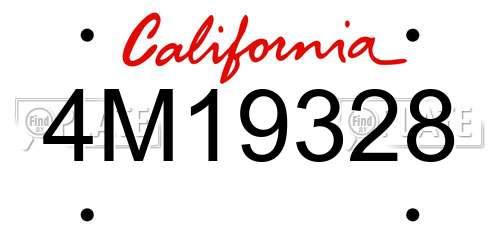 4M19328 California License Plate