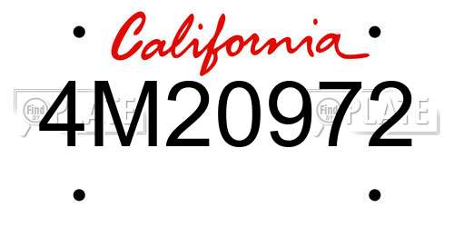 4M20972 California License Plate