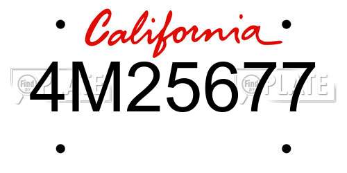 4M25677 California License Plate