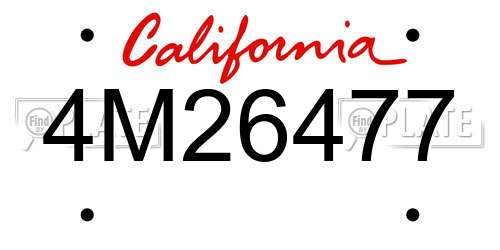 4M26477 California License Plate