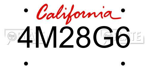 4M28G6 California License Plate