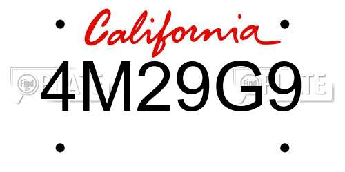 4M29G9 California License Plate