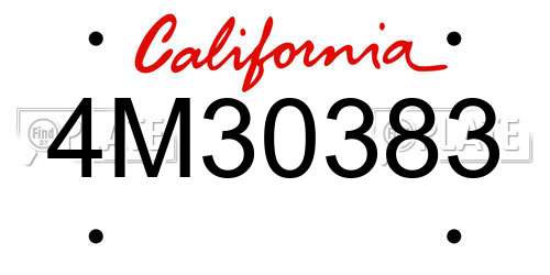 4M30383 California License Plate