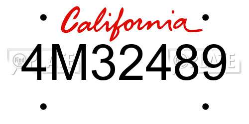 4M32489 California License Plate