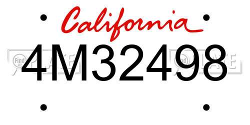 4M32498 California License Plate