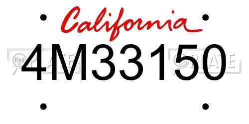 4M33150 California License Plate