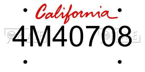 4M40708 California License Plate