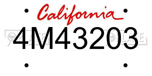 4M43203 California License Plate