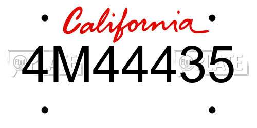 4M44435 California License Plate