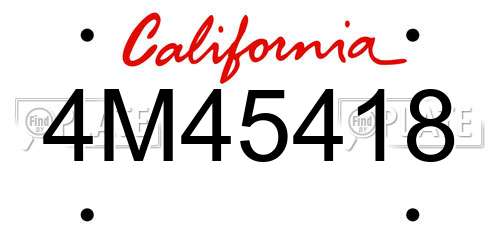 4M45418 California License Plate