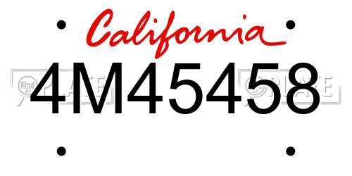 4M45458 California License Plate
