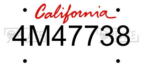 4M47738 California License Plate