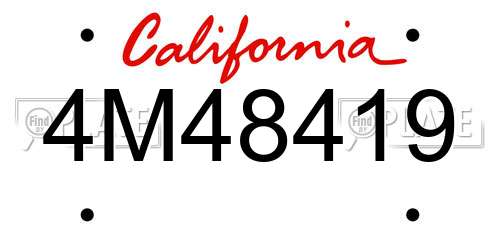4M48419 California License Plate