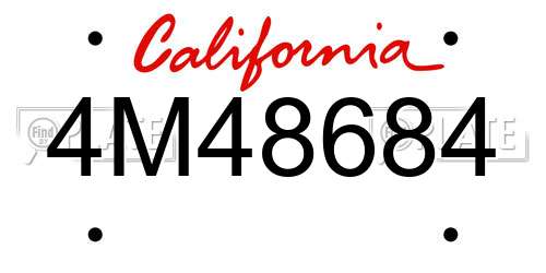 4M48684 California License Plate