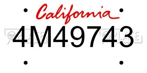 4M49743 California License Plate