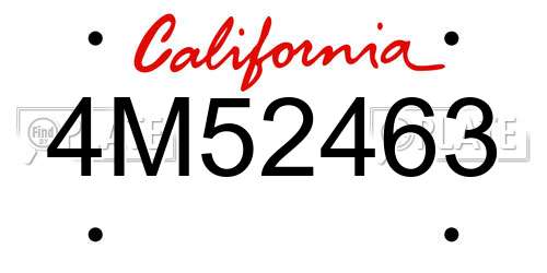 4M52463 California License Plate