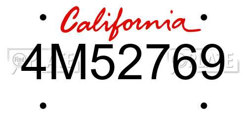 4M52769 California License Plate