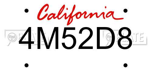 4M52D8 California License Plate