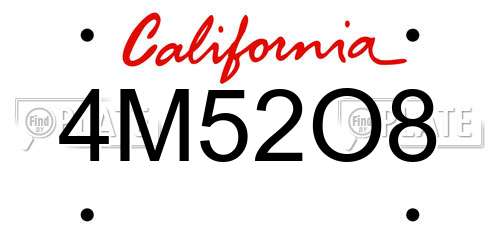 4M52O8 California License Plate