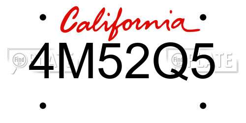 4M52Q5 California License Plate