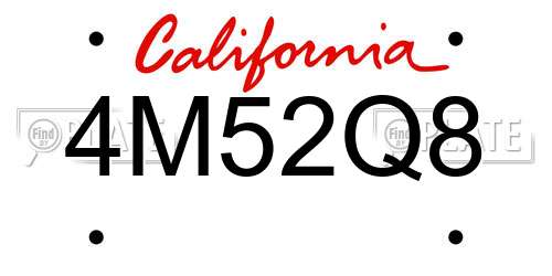 4M52Q8 California License Plate
