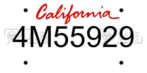 4M55929 California License Plate