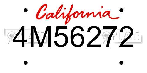4M56272 California License Plate
